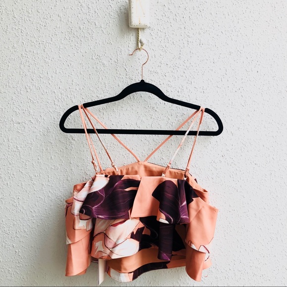KEEPSAKE the Label Tops - Keepsake Bitter Sweet Crop Top PEACH FLORAL